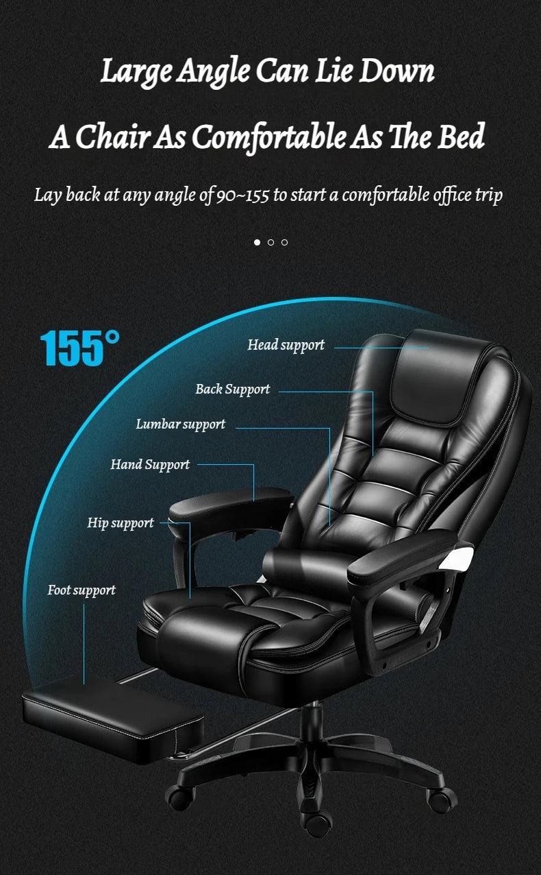 Leather Executive Office Chair Gaming Adjustable Modern Ergonomic Chair Mobile Massage Designer Silla Oficina Salon Furniture