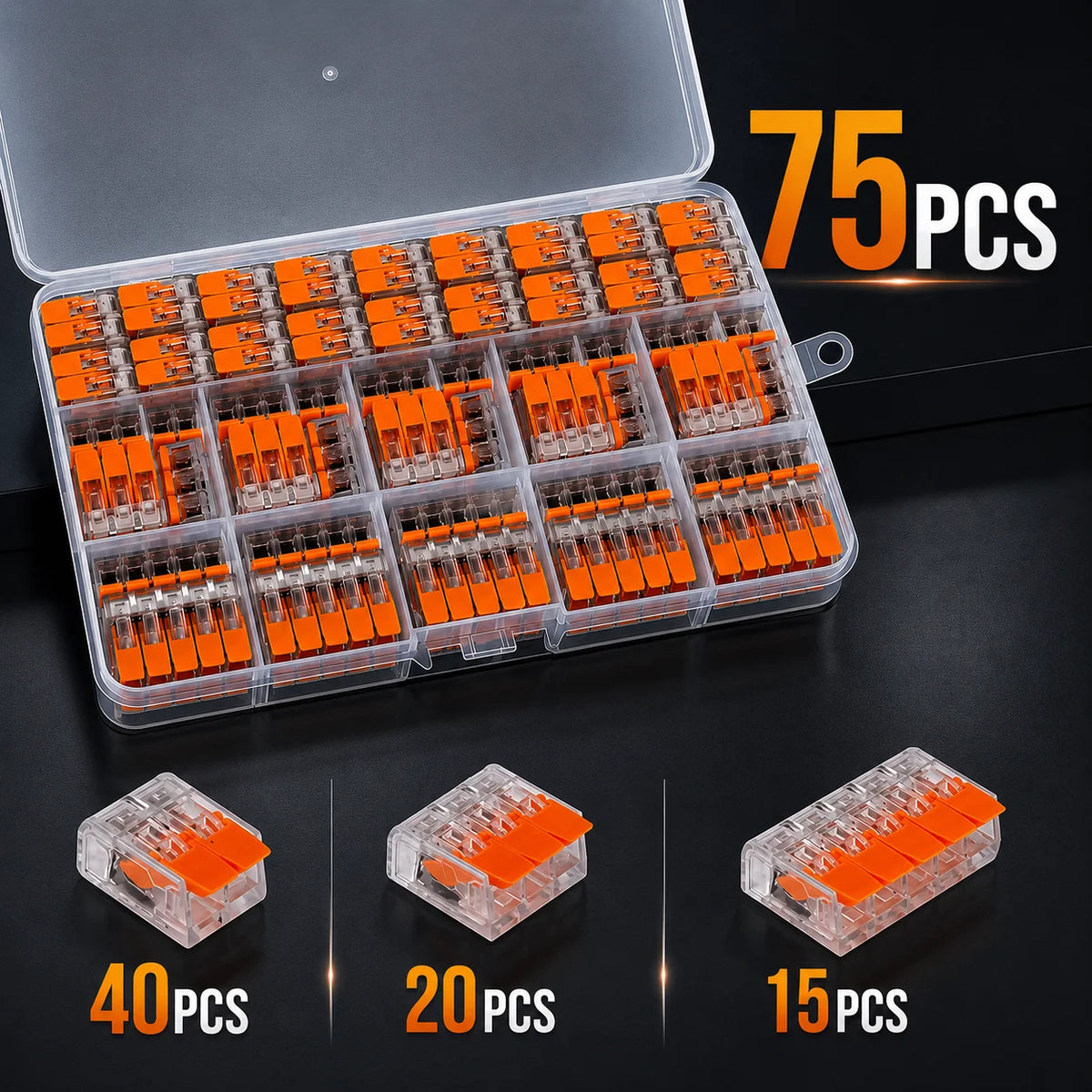 10-75PCS Electrical Lever Wire Connector 2/3/4/5 Port Quick Wiring Terminal Compact Cable Splicing Connector DIY Kit 450V/32A