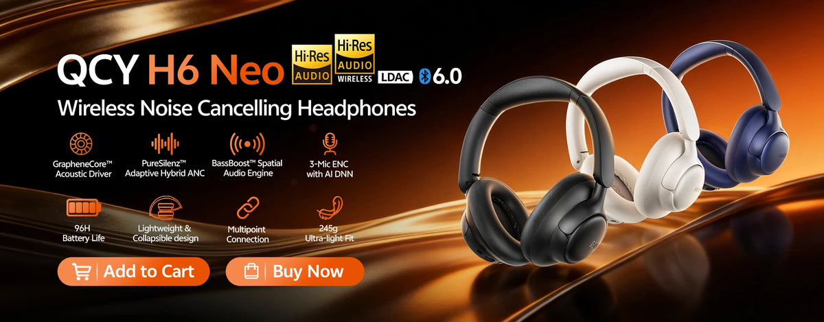 QCY H3 ANC Wireless Headphones Bluetooth 5.4 Hybrid Noise Cancellation 60H