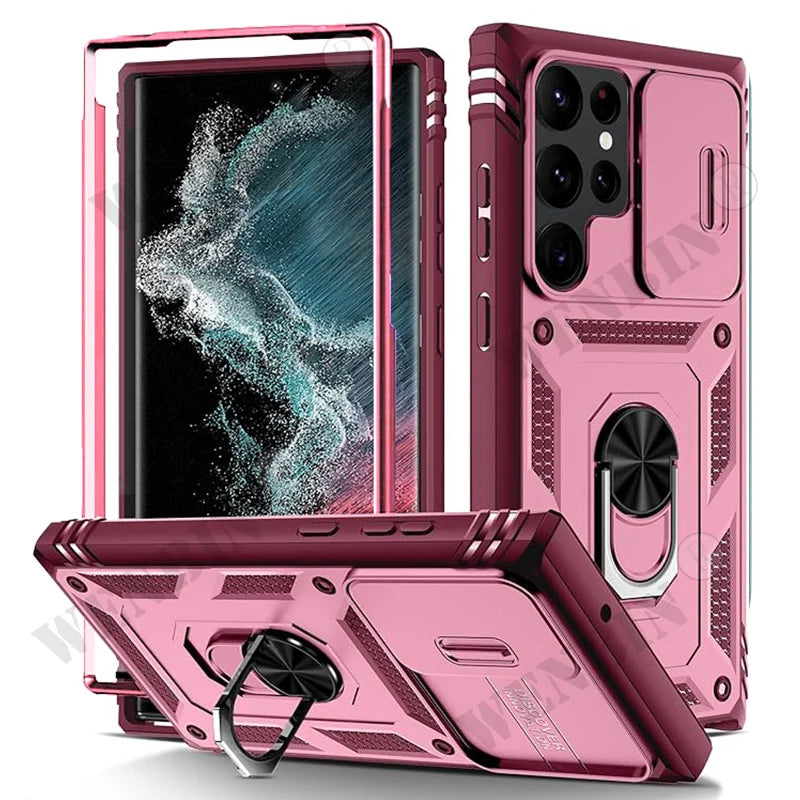 Case For Samsung S26 Ultra S25 S24 S23 Plus S25 FE A57 A56 A37 A36 A17 A16 5G Heavy Duty with Camera 360 Degree Kickstand Cover