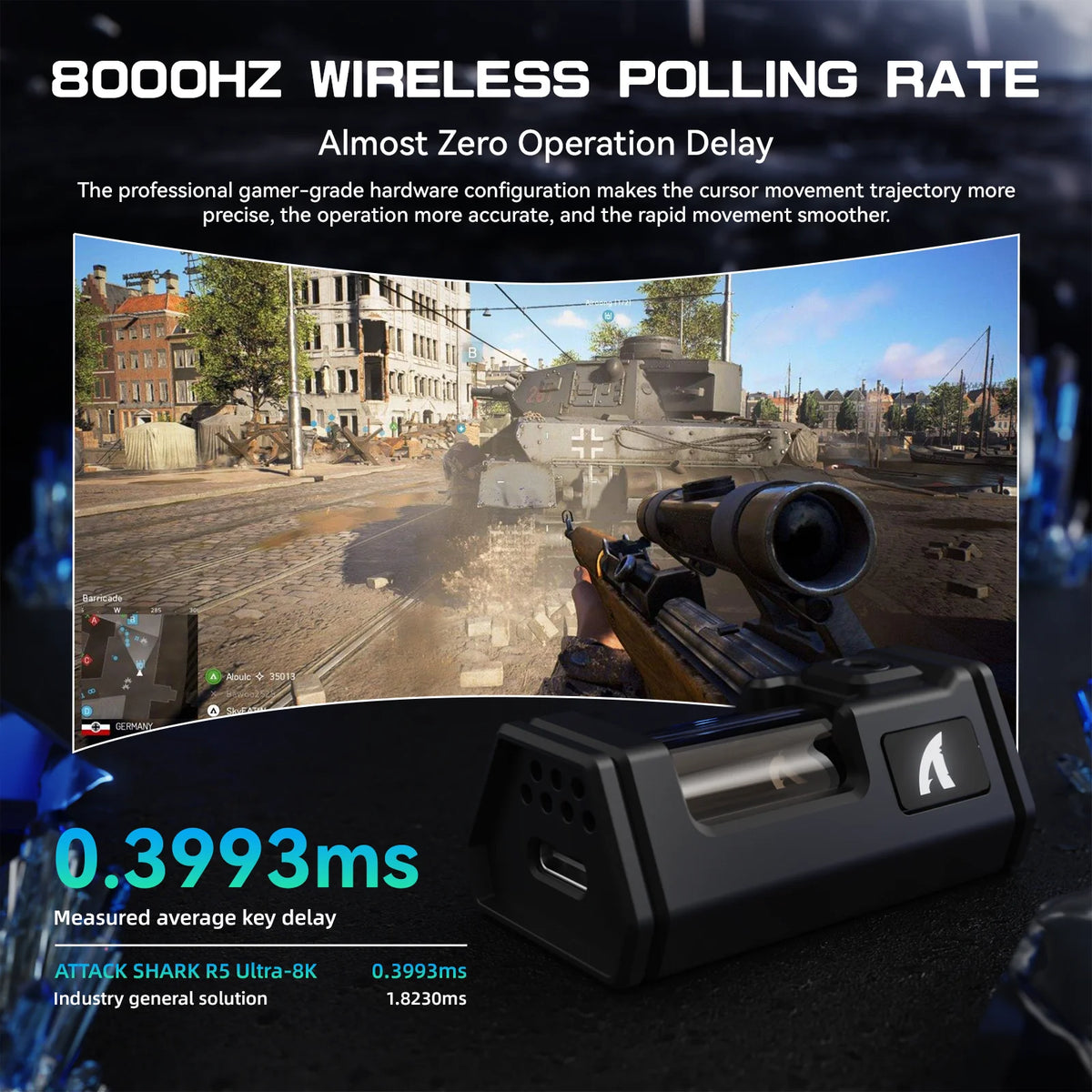 ATTACK SHARK R5 Ultra Carbon Fiber Wireless Gaming Mouse ,39g SUPERLIGHT , 8K Polling Rate, PAW3950MAX Sensor (42000 DPI),