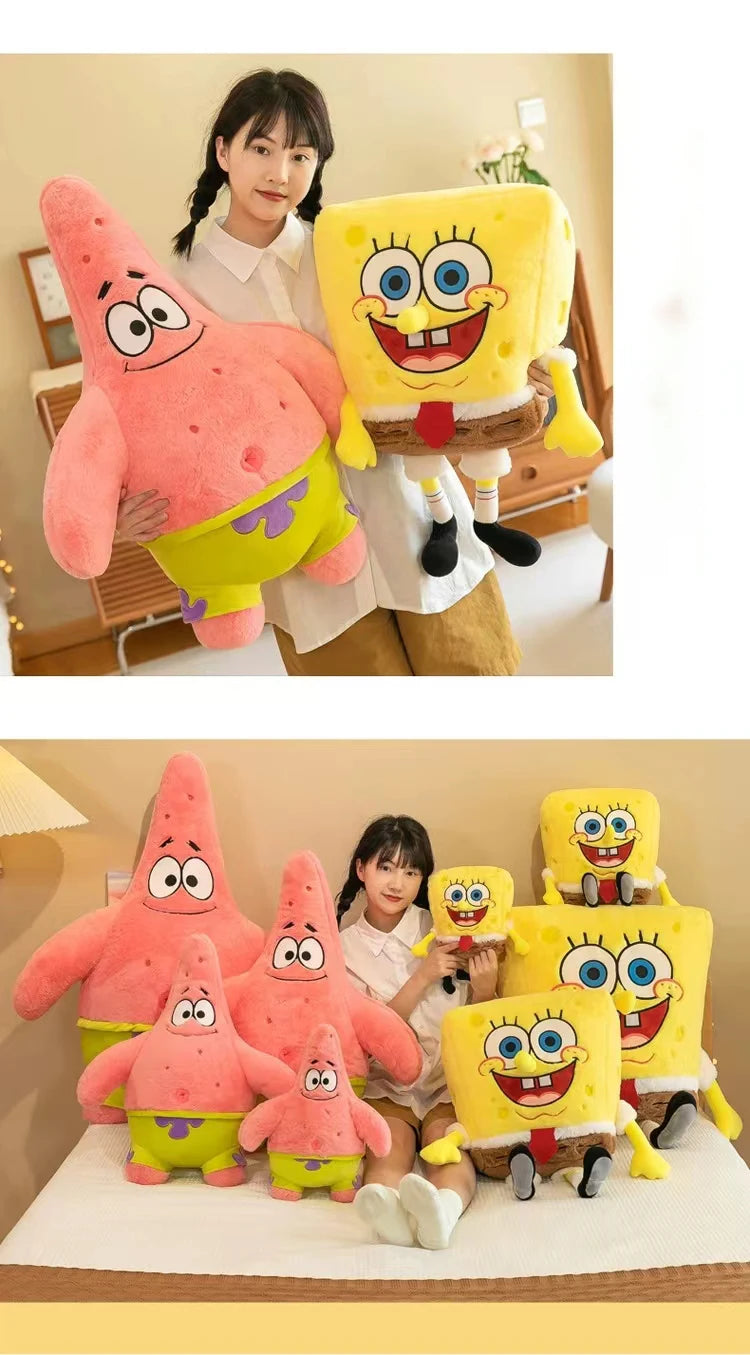 35-100CM SpongeBob Doll SquarePants Patrick Star Plush Anime Cartoon Toy Soft Cute Stuffed Collection Children's Birthday Gift