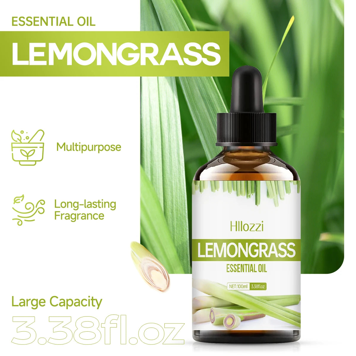 LEMONGRASS ESSENTIAL OIL a high-quality moisturizing nourishing massage oil with a refreshing scent, suitable for all skin types