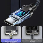NNBILI 100W USB C 120W USB A Charging Cables with LED Display Screen, USB C=C-C，USB A=A-C, Not for Xiaomi iPhone Samsung