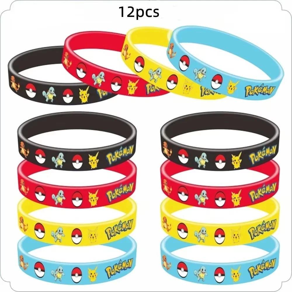 PokeMoned Theme Party Favors Slap Bracelets Stickers Keychain Party Gifts Goodie Bag Stuffers Fillers Birthday Party Decorations