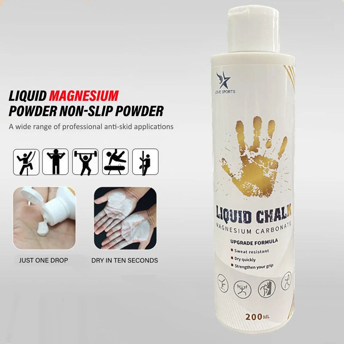 Liquid Chalk Sports Magnesium Powder Fitness Weight Lifting Anti Slip Cream Grip Weight Lifting Climbing Gym 50/100/200ml