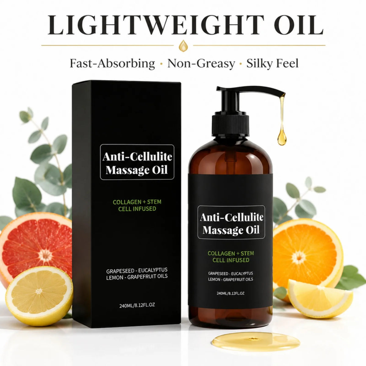 Anti-cellulite Body Massage Oil Natural Plant Essential OilRelaxing Soothing Moisturizing Skin Care Lightweight Non Greasy 240ml