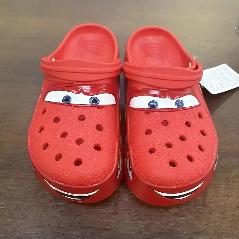 Lightninged 95 Cars Adults Hole Slippers Cartoon Solid Waterproof Slippers Outdoor Beach Sandals Breathable Eva Shoes