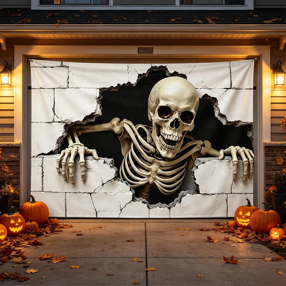 Halloween Garage Door Decorations Large Spooky Thick Fabric Vibrant Halloween Garage Door Banner Cover Decorations for Home Yard