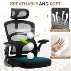 Ergonomic High-Back Mesh Chair Adjustable Headrest Lumbar Support 360° Swivel Rolling Computer Gaming Chairs for Home Office