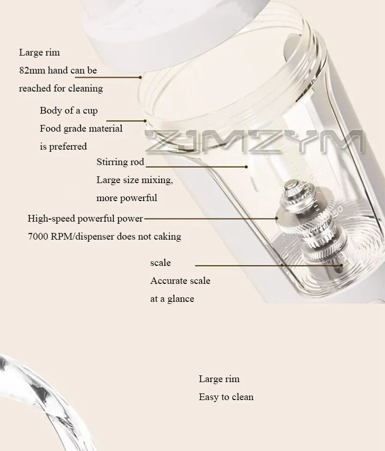 450ml Automatic Mixing Cup Portable Whey Protein Shaker Bottle USB Rechargeable Home Mixer Battery Powered Rotating Water Cup