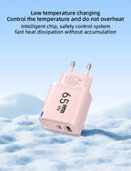 65W 2 In 1 USB Type C Fast Charging Charger PD High Speed Charge For iPhone Xiaomi Huawei Samsung Oneplus Mobile Phone Adapter