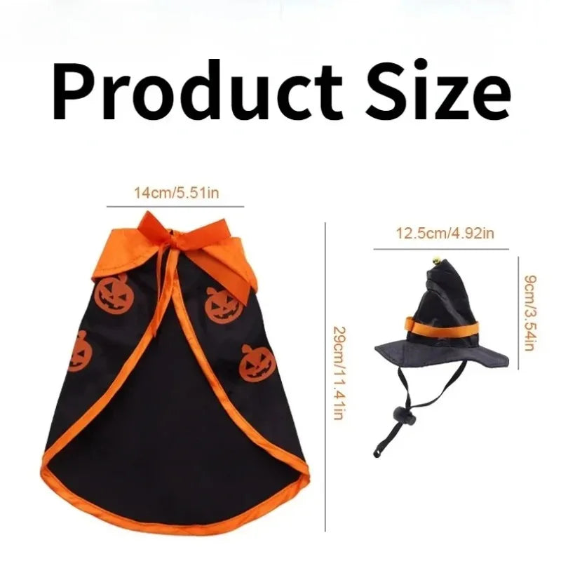 Halloween Pet Costume for Cats Breathable Soft Cute Pet Clothes Cloak Shape Pumpkin Pattern Harness Costume Cat Dog Cosplay Tool