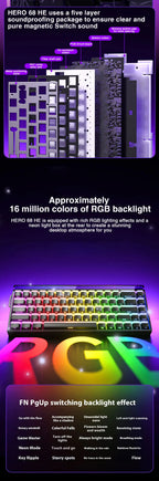 AULA HERO 68 HE Hall Effect Gaming Keyboard 65% Wired RGB Hot Swappable 8K Polling 0.01mm Magnetic Switch for PC Gamers