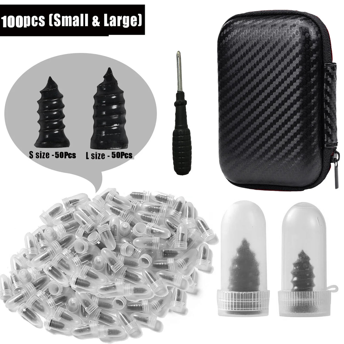 Spiral Tire Repair Plugs Rubber Screw Nails Puncture Patch Kit Quick Fix for Car Motorcycle Bike Vacuum Tires Tubeless