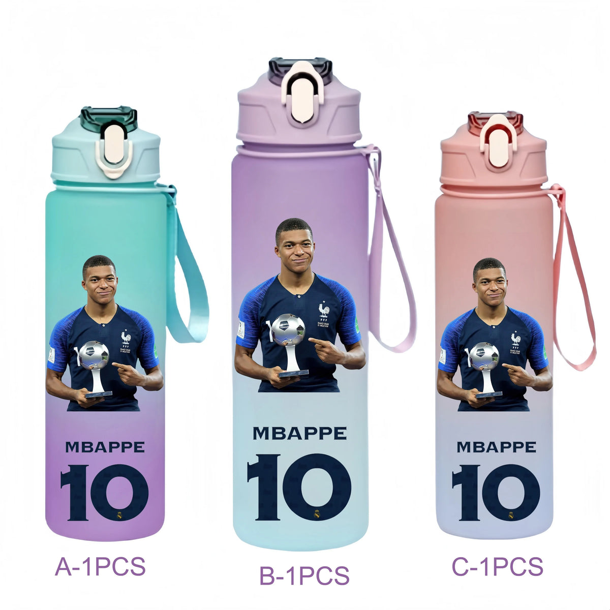 750ML Messi Modrić Neymar Football Star Straw Water Cup Portable Fitness Drink Bottle Kettle Leakproof Drinkware Fans Gifts