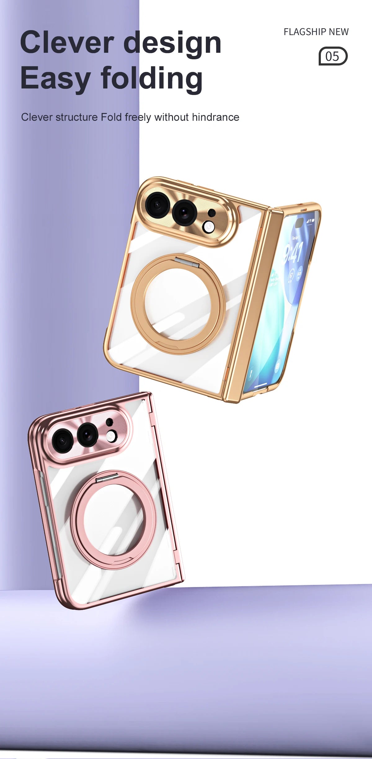 For iPhone Duo Transparent Magnetic Case For MagSafe 360° Rotating Bracket Hinge Protection Cover With Tempered Glass Film