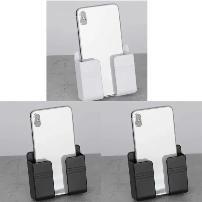 Wall Mounted Phone Charging Holder and Remote Control Organizer
