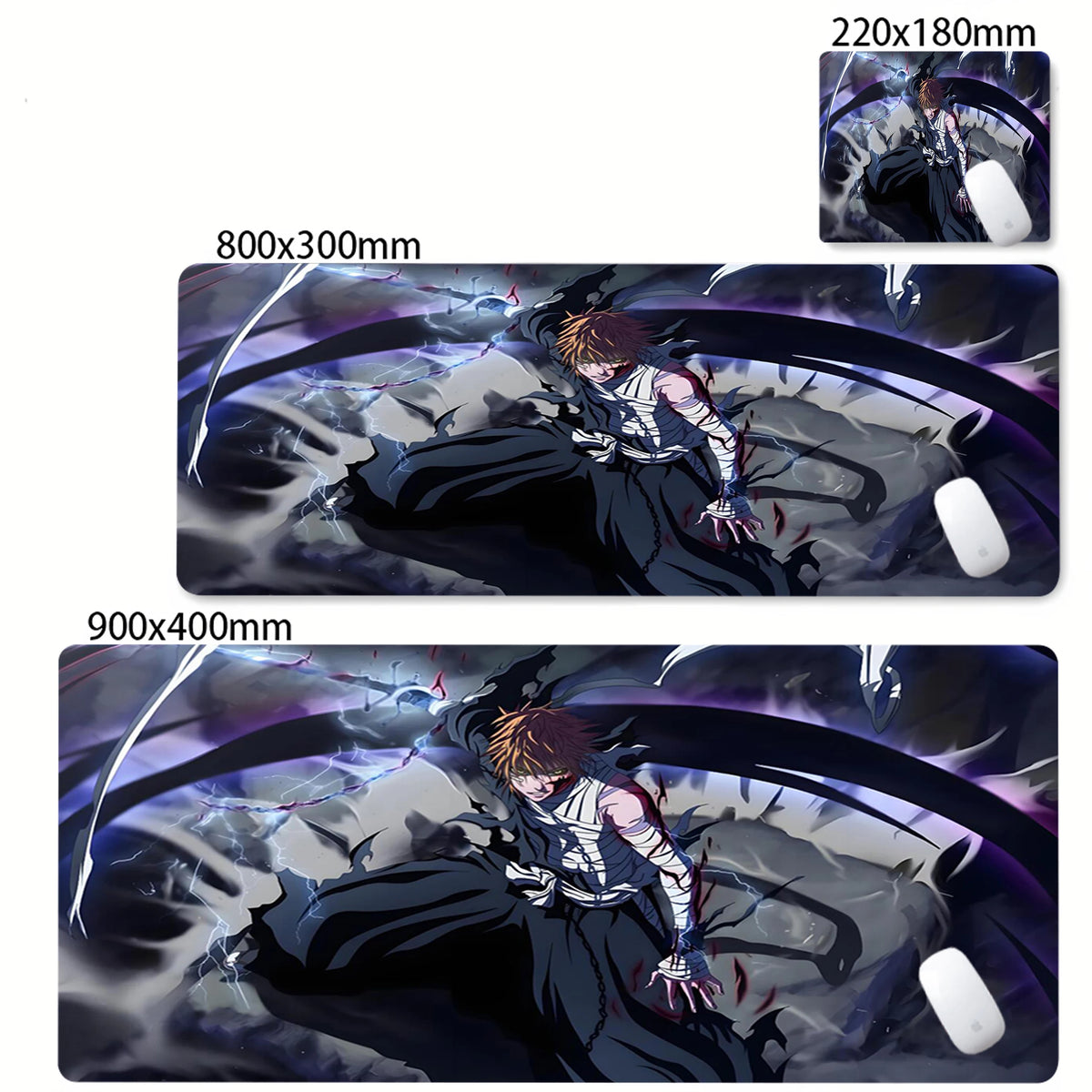 Large Mouse Pad Black White Anime BLEACH Mause Mats Gaming Accessories Office Gamer Keyboard Desk Mat Kurosaki Ichigo Mousepad