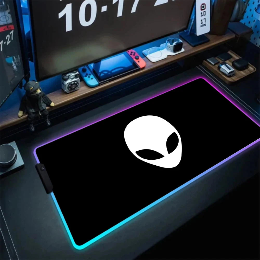 Alfombrilla de escritorio grande para teclado PC gamer XXL 900x400 RGB Alienware, alfombrilla de ratón gaming LED, accesorios de ordenador, Tapis De Souris Mousepads