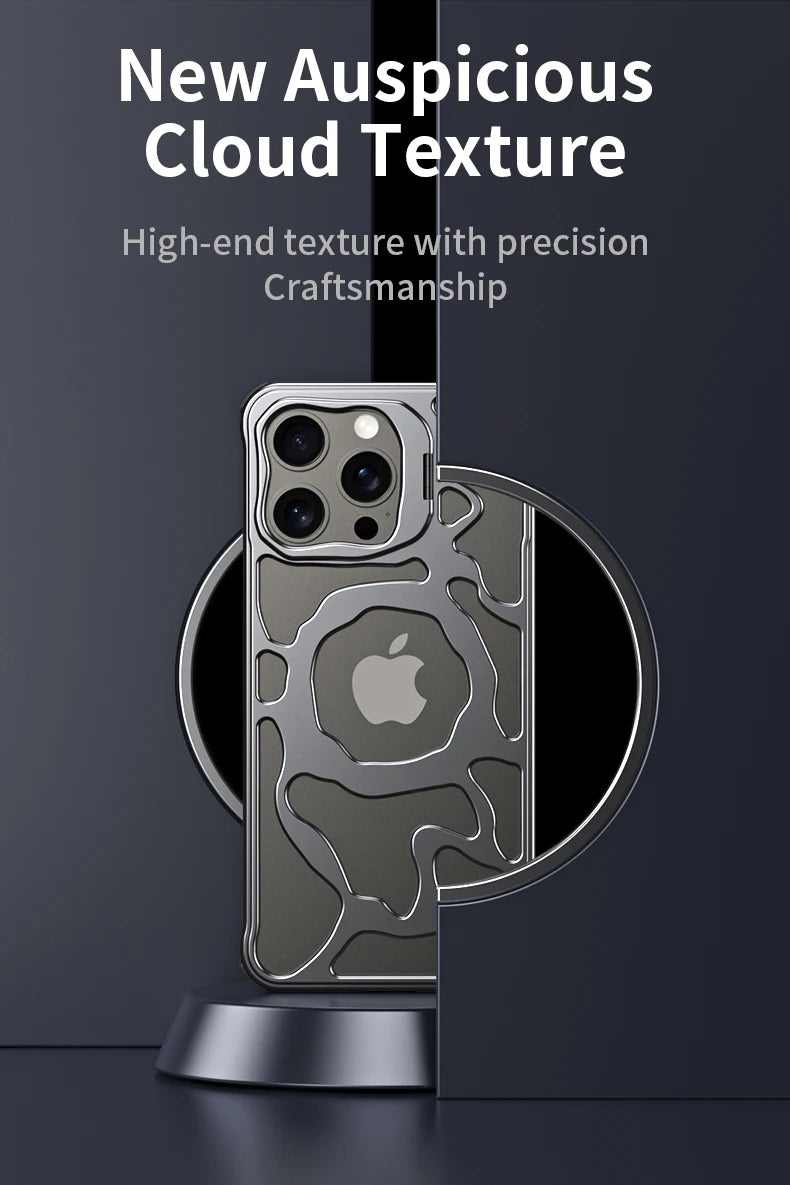 Titanium Aluminum Case for iPhone 16 15 14 13 Pro Max MagSafe Cooling Cover