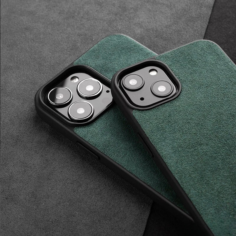 Solid Color Alcantara Phone Case for iPhone 17 Pro Max 17air 16 Pro 16E 15 Plus 14 13 12 Mini 11 XS XR Suede Leather Hard Cover