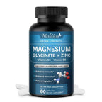 Mulittea Glycine Magnesium capsule with Zinc,Vitamin D3 B6 Health for Bones and Teeth Health Helps Natural Sleep Relieve Anxiety
