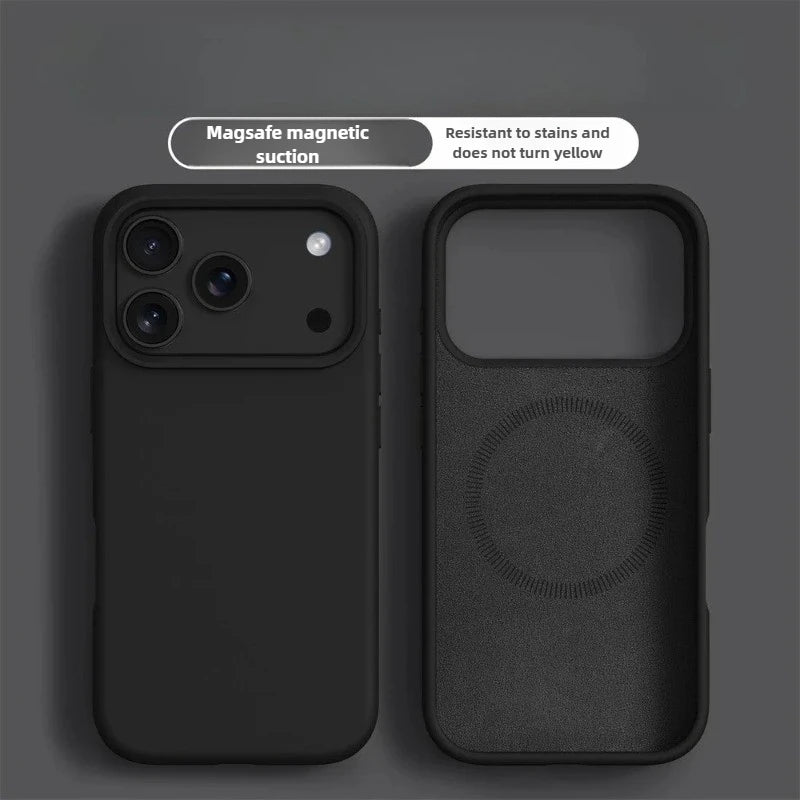 Liquid Silicone Magnetic for MagSafe Phone Case for IPhone17ProMax 16 15 18 13 17Air Solid Color Skin Protection Soft Back Cover