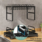 2 Tier Stainless Steel Dish Drying Rack With Drainboard Kitchen Tableware Storage Organizer