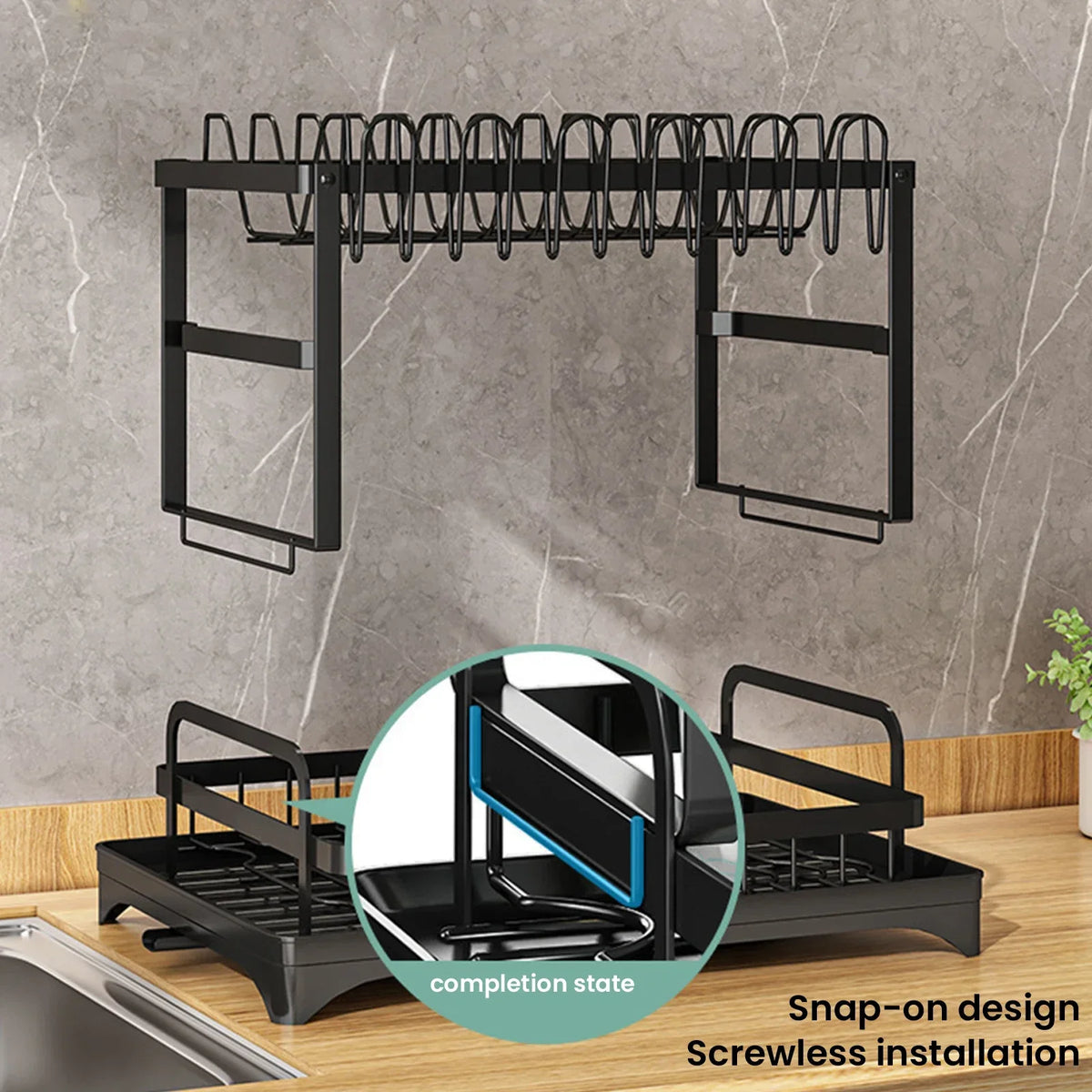 2 Tier Stainless Steel Dish Drying Rack With Drainboard Kitchen Tableware Storage Organizer