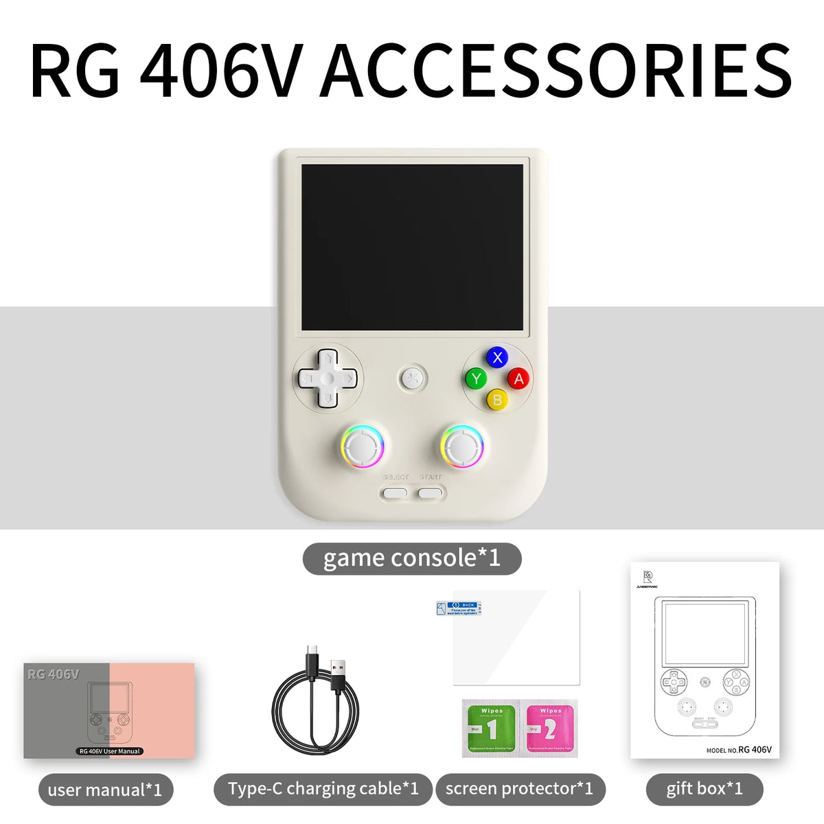Anbernic RG406V Handheld Game Console 4’’ IPS Touch Screen Android 13 Unisoc T820 64-bit Game Player 5500mAh RGB Lightingernic