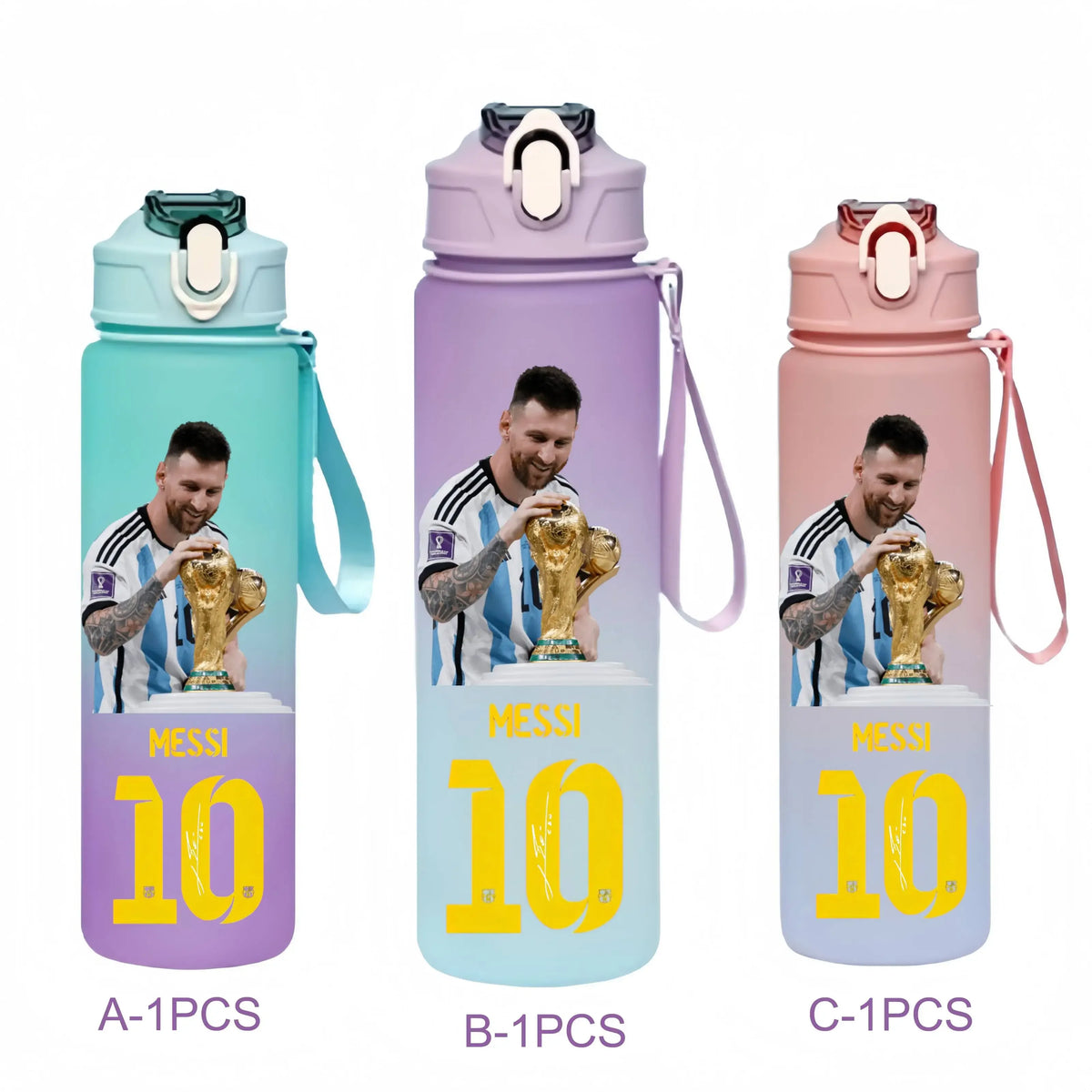750ML Messi Modrić Neymar Football Star Straw Water Cup Portable Fitness Drink Bottle Kettle Leakproof Drinkware Fans Gifts
