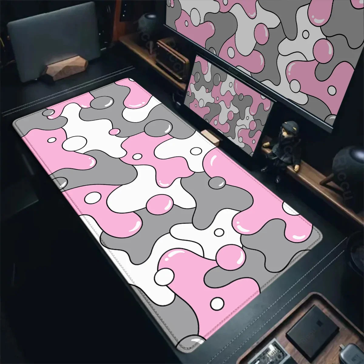 Gaming Mouse Pads Large Size Table Pad Blue White Strata Liquid Mouse Pad Computer Play Mat Leather Mouse Pad Keyboard Desk Mat