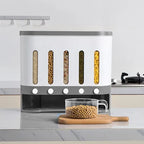 Wall-Mounted Dry Food Storage Dispenser 9Kg Capacity Airtight Cereal & Grain Organizer with Removable Compartments