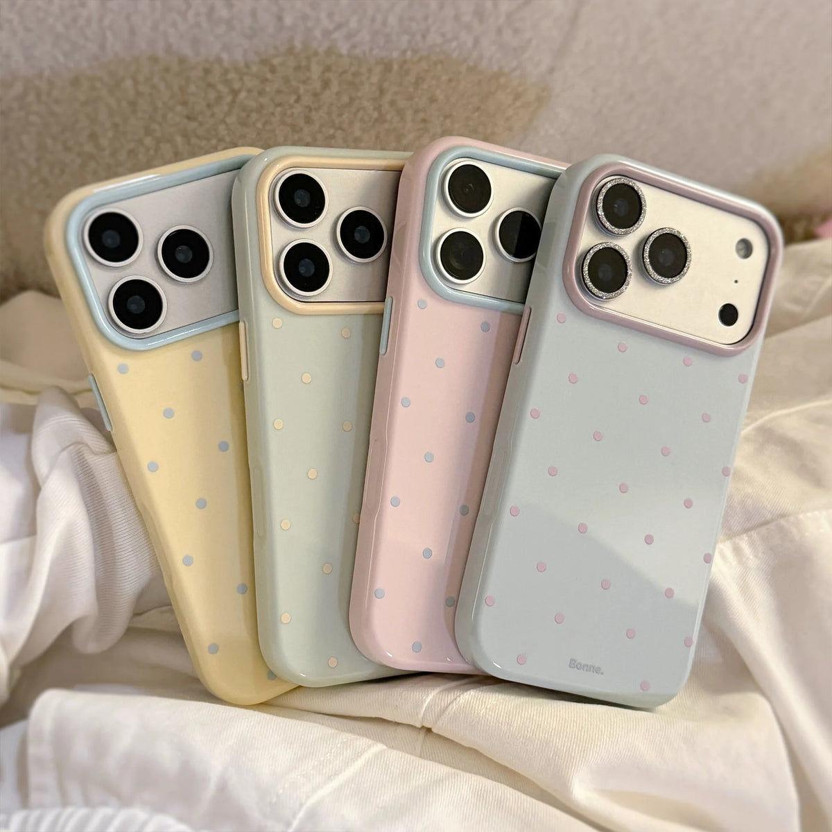 INS Korean Polka Dots Dopamine Soft TPU Phone Case for iPhone 18 17 16 15 14 13 12 Pro Max 16E 17E 18 Pro Silicone Cream Cover