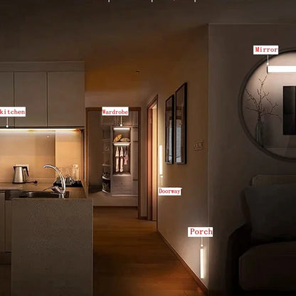 Kabellose LED-Nachtlicht mit Bewegungssensor, USB-C wiederaufladbare Lampe für Kleiderschrank, Garderobe, Küche, Treppen, Schrank, Raumhintergrundbeleuchtung