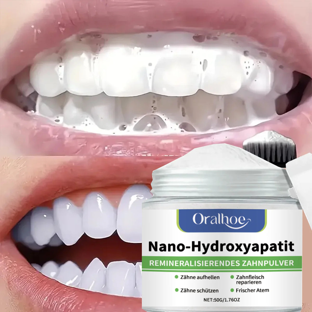 With Hydroxyapatite10%-Infused Winter Whitening Tooth Powder: Enamel Repair, Deep Cleaning & Long-Lasting Fresh Breath
