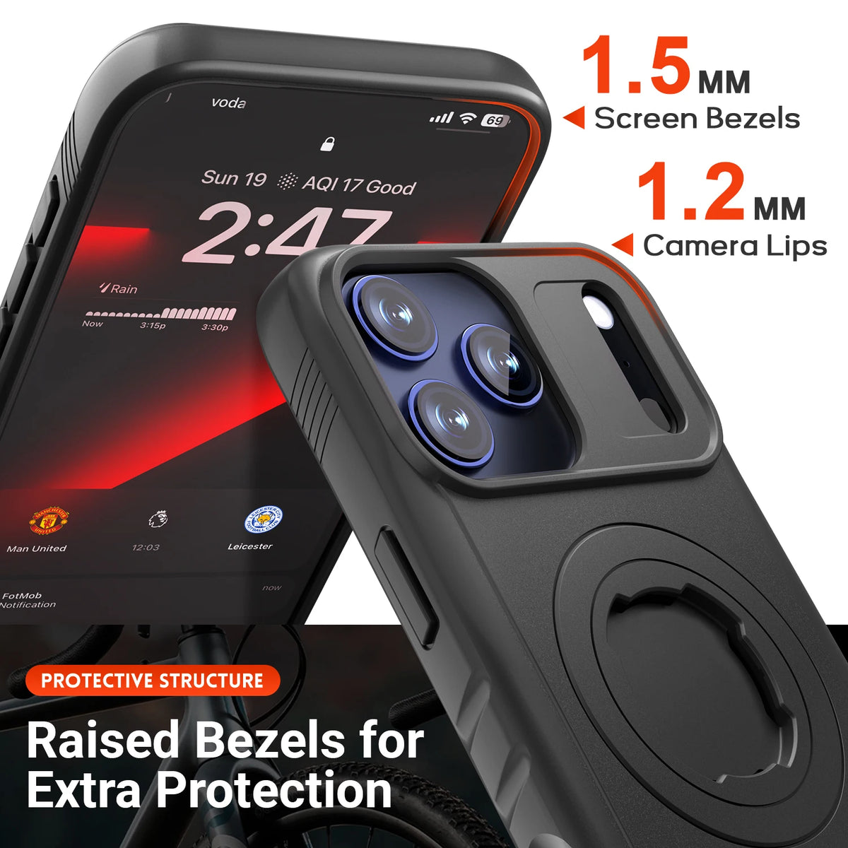 Motorcycle Holder Magnetic Shockproof Case for iPhone 17 16 15 14 Pro Max with Lock-in System Design for Quad-style Bike Mount