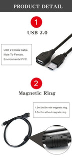 USB 2.0 Cable Extension Cable 0.6m 1m 1.5m Wire Data Transmission Line Superhighspeed Data Extension Cable For Display Projector