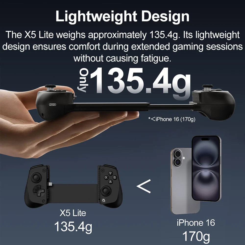 GameSir X5 Lite Mobile Phone Gamepads for iPhone 16 15 Series iPad Mini Android Tablet Controller Hall Effect Joysticks Design