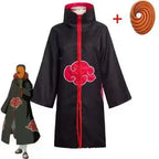 Naruto Akatsuki Tobi Cosplay Full Set: Obito Uchiha Costume with Coat, Mask, Shoes & Jade Ring – Perfect for Cosplay Events