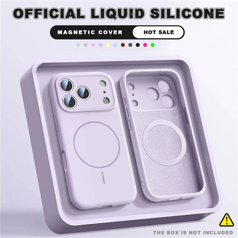 For Magsafe Liquid Silicone Phone Cases For iPhone 18 17 16 15 14 13 12 Pro Max Plus Air Case Magnetic Wireless Charging Cover