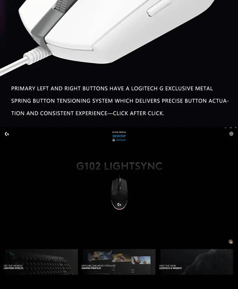 g102 Logitech G102/g203/g402 Logitech G102 Wired Gaming Mouse, Adjustable 200-8000 DPI, Comfort Grip, RGB Backlit for PC Laptops