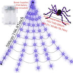 8 Modes Halloween Spider Web Lights Glow Waterproof Luminous Halloween Spider 5m Triangle Scary Giant Spider Bar