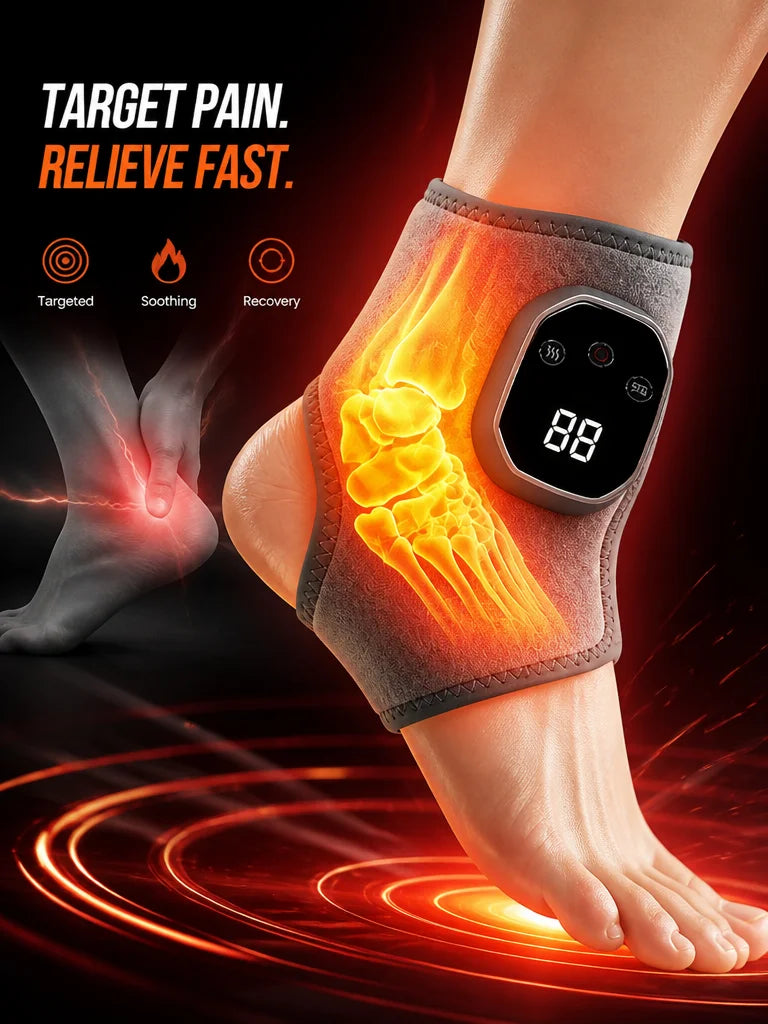 Electric Ankle Massager Heated Foot Massager with Vibration Massage Modes Portable Wrap Device for Home Relaxation Care