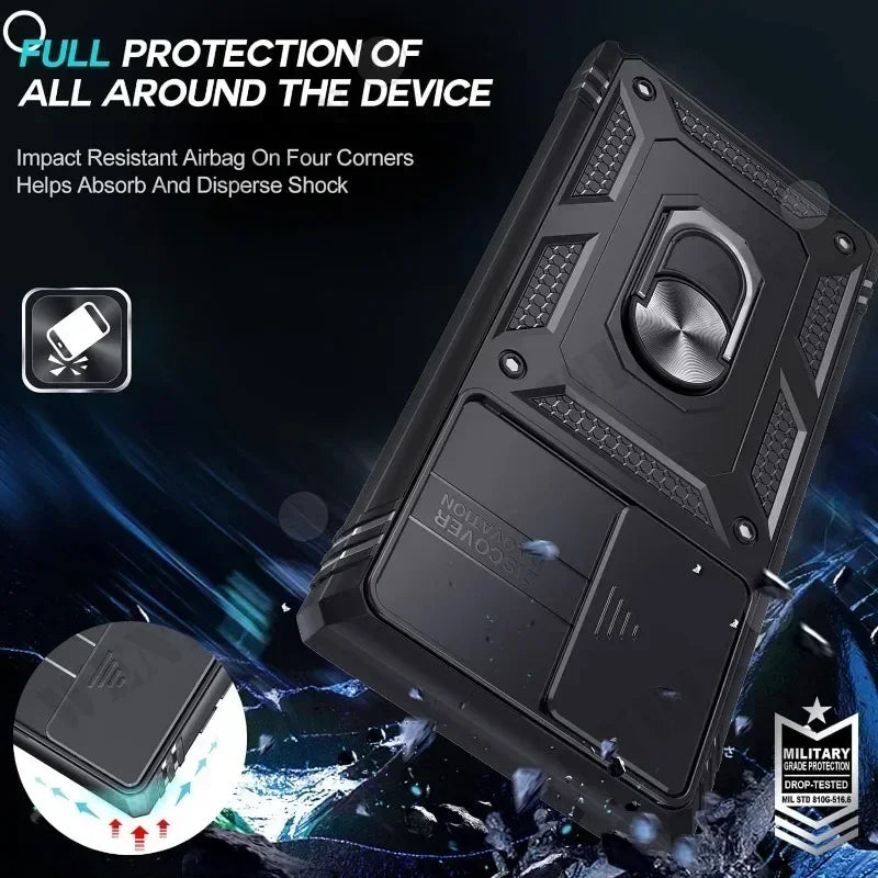 Case For Samsung S26 Ultra S25 S24 S23 Plus S25 FE A57 A56 A37 A36 A17 A16 5G Heavy Duty with Camera 360 Degree Kickstand Cover