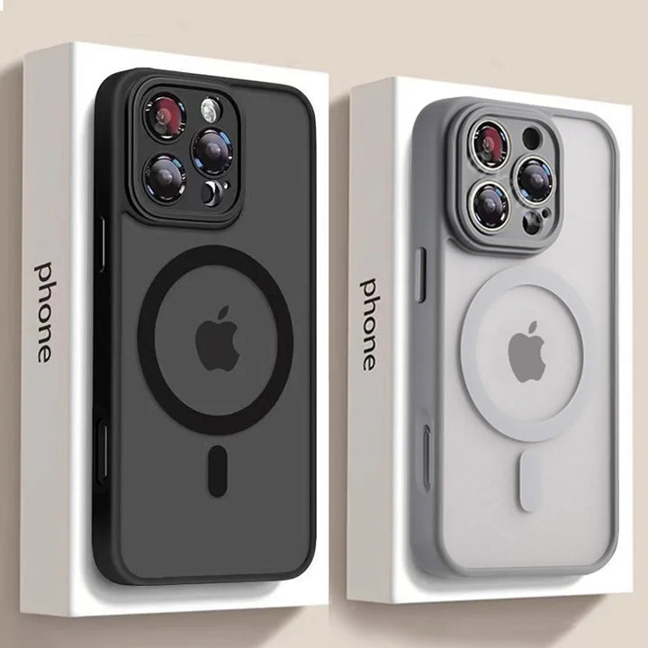 Luxury Matte Armor For Magsafe Magnetic Wireless Charging Case For iPhone 11 12 13 14 15 16 17 Air Pro Max Plus Shockproof Cover