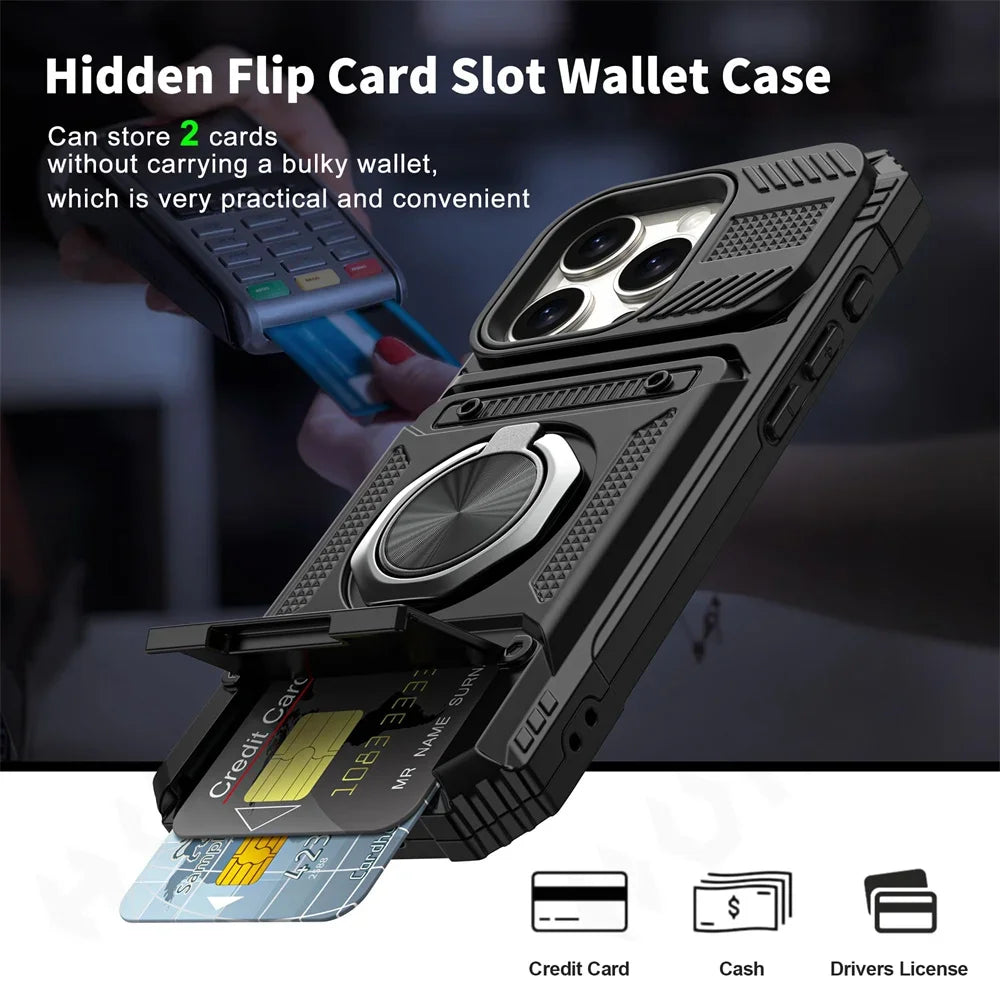 Case For Samsung S24 S23 Ultra Plus FE A14  A15 25 35 55 Magnetic Rotated Ring Kickstand Heavy Duty Drop Protection Wallet Cover
