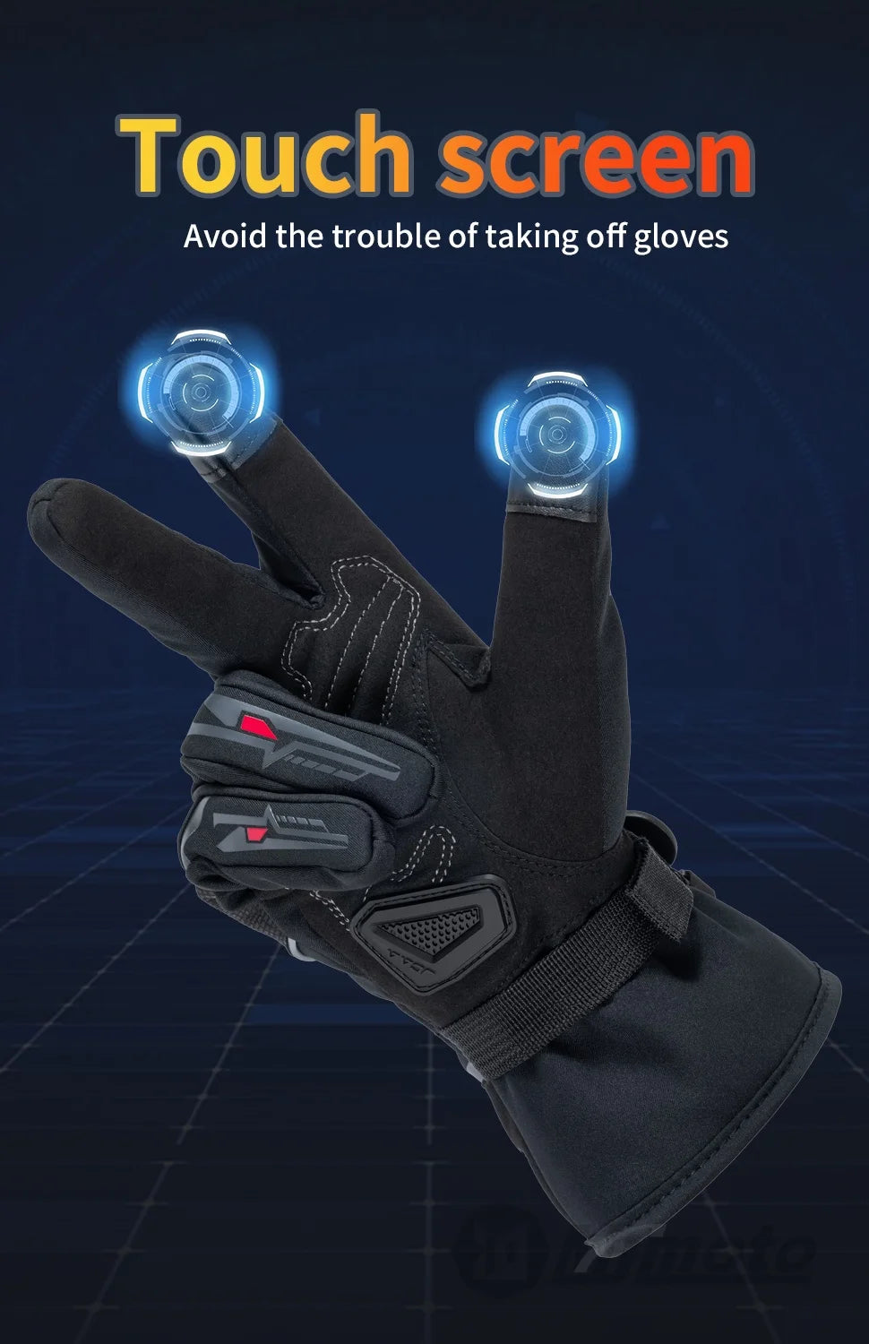 Winter Motorcycle Gloves for Men Women Waterproof Warm Cold Weather Riding Gloves Touchscreen for ATV UTV Road Racing Snowmobile