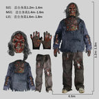Kids & Adults Zombie Cosplay Costume, Scary Horror Bloody Skeleton  Outfit with Mask Gloves, Halloween Carnival Fancy Dress